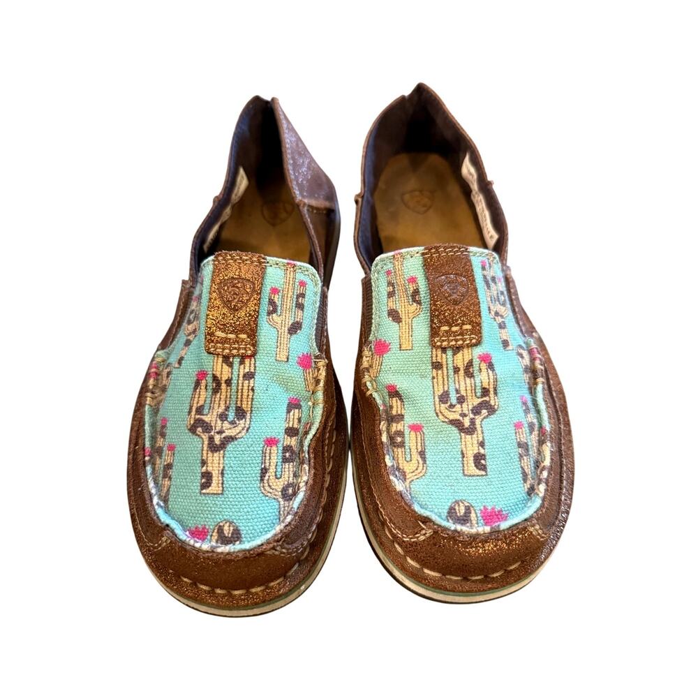 Ariat 7.5 Western CACTUS $99 Cruiser Slip On Loafers Metallic Gold Leather Teal